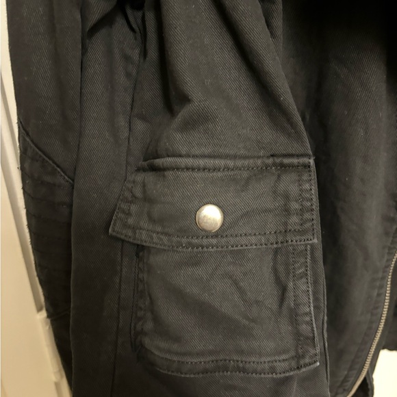 MICHAEL STARS Black Denim Moto Jacket, Size L, EUC - Picture 5 of 13